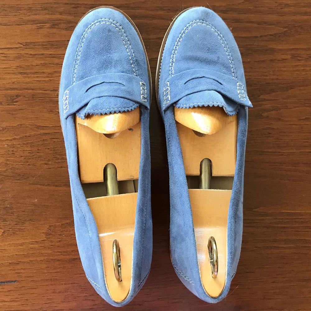 Amalfi blue suede loafers, sz 7.5, worn once